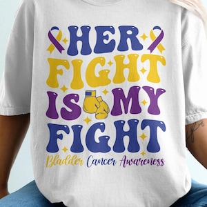Retro Her Fight Is My Fight Svg, Bladder Cancer Awareness Svg Png, Bladder Cancer Ribbon Support Svg Cricut File Sublimation Design