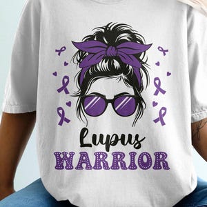 Lupus Awareness Svg Png, Lupus Warrior Messy Bun Svg, Lupus Support Ribbon Svg Cricut File, Lupus Png Sublimation Design