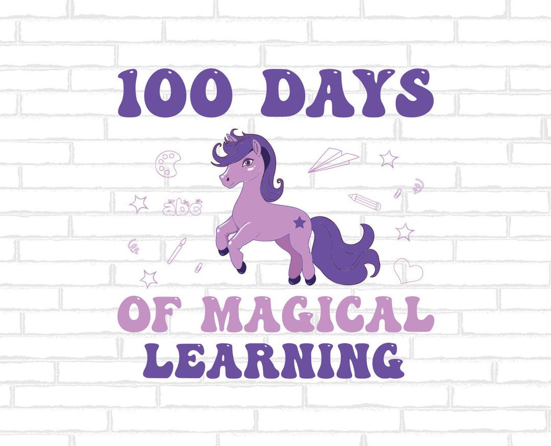 Retro 100 Days of School Svg Png, Unicorn 100 Days of Magical Learning ...
