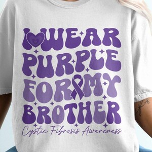 Retro I Wear Purple for My Brother Svg, Cystic Fibrosis Awareness Svg Png, Purple Ribbon Svg, CF Support Svg Cricut File Sublimation