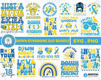 Down Syndrome Day Svg Png Bundle,Down Syndrome Awareness Sublimation,Down Syndrome Ribbon,Trisomy 21 March Chromosome Down Right Awesome T21