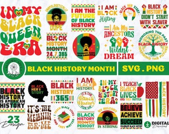 Pacchetto SVG PNG per il mese della storia dei neri, disegni afroamericani (download digitale)