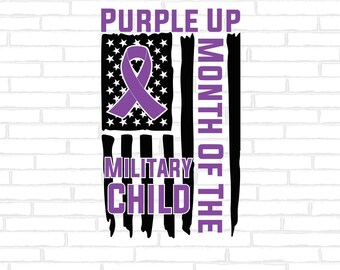 Mes del niño militar Svg Png, Mes del niño militar Svg, Archivo Cricut Svg morado, Diseño de sublimación para niños militares