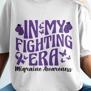 In My Fighting Era Svg, Migraine Awareness Svg Png, Purple Ribbon, Chronic Headache Pain Support Svg Cricut Sublimation Design