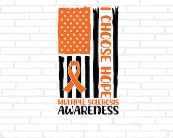 Multiple Sclerosis Flag Svg, Multiple Sclerosis Awareness Svg Png, Orange Ribbon Svg, MS Support Cricut Cut File Sublimation