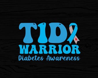 T1D Warrior Diabetes Awareness Svg Png, Blue Ribbon (Digital Download)