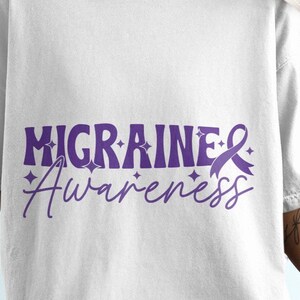 Migraine Awareness Svg, Migraine Awareness Svg Png, Purple Ribbon, Chronic Headache Pain Support Svg Cricut Sublimation Design