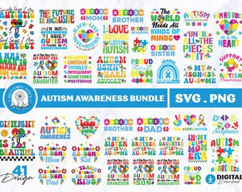 Autismus Awareness SVG PNG Bundle, Puzzleteil Band (Digitaler Download)