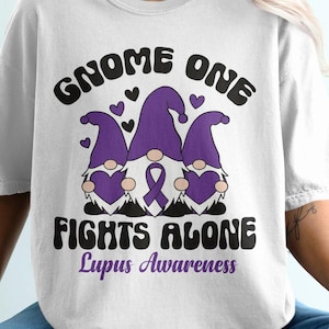 Lupus Awareness Svg Png, Gnome One Fights Alone Svg, Lupus Support Ribbon Svg Cricut File, Lupus Png Sublimation Design
