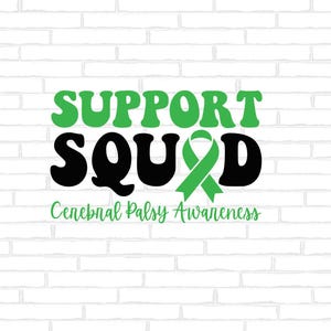 Retro Support Squad Svg, Cerebral Palsy Awareness Svg Png, Green Ribbon Svg Cricut Cut File Sublimation Designs