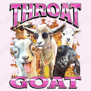 Throat Goat PNG, Inappropriate Gen Z Meme Design with Y2K Bootleg Vibes for Digital Art Collectors and Gag Gift Lovers