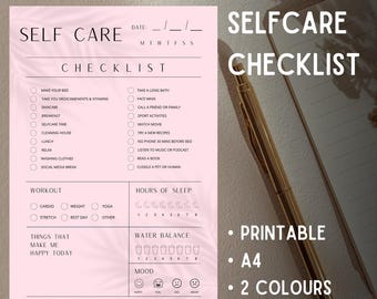 Planificateur imprimable de soins personnels, planificateur quotidien de soins personnels, planificateur de motivation, planificateur quotidien, planificateur PDF