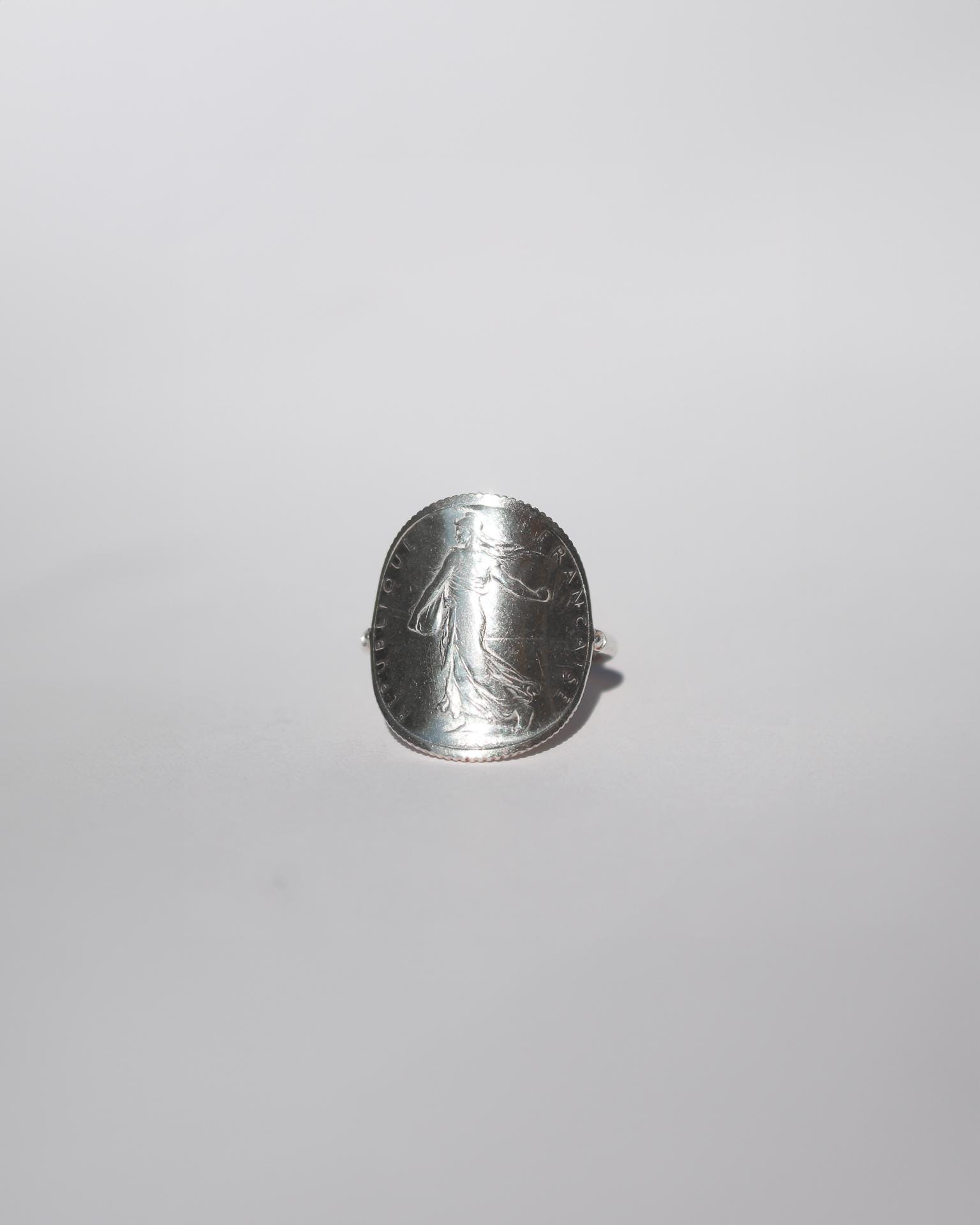 Bague En Argent Massif 925 Avec Pièce 1 Franc Semeuse - Taille Ajustable (63 à 73)