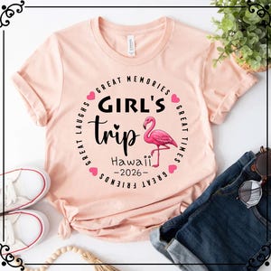 Girls Trip 2026 Shirt, Matching Flamingo Group Tees, Beach Vacation Women's T-Shirt,