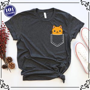Pocket Cat Tshirt, Cat Mom Shirt, Cat Hiding in Pocket Shirts, Kitty in Pocket Shirt, Kitten T-shirts, Gift for Cats Lover, Cute Cat Shirts