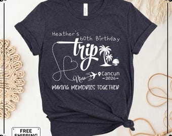 60th Birthday Trip Shirt: Girls Vacation Squad - Bella+Canvas Cotton