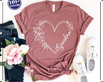 Flower Heart Grandma Shirt, Mother's Day Gift