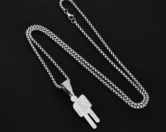 Collier inspiré de Billie Eilish Blohsh, tête de vis en argent et zircon