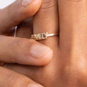 Solid Gold Personalized Name Ring, 10k 14k Letter Band