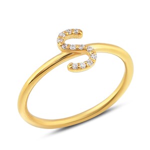10K/14K Solid Gold Initial Ring with Lab Diamonds | Unique Personalized Letter Jewelry