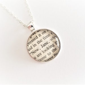 Jane Eyre Pendant Necklace - Charlotte Brontë - Keepsake Gifts made with upcycled book pages - Bookish Gifts for Book Lovers - Cottagecore