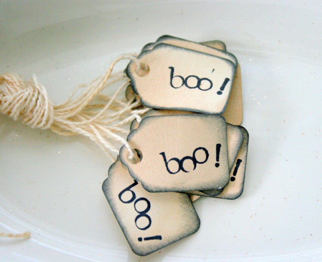 Hashtag Boo Tag 10 Mini Halloween Gift Tags โ Handmade Distressed Stamped Boo Tags - Etsy