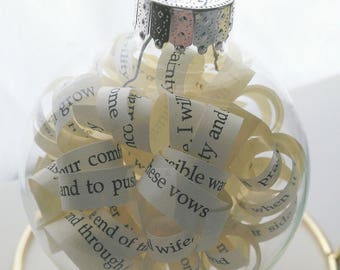 Novel Adornment® Wedding Invitation Ornament - Vows - Custom Novel Ornament - Pick a Book Title - Sheet Music - Christmas Decor Wedding Gift