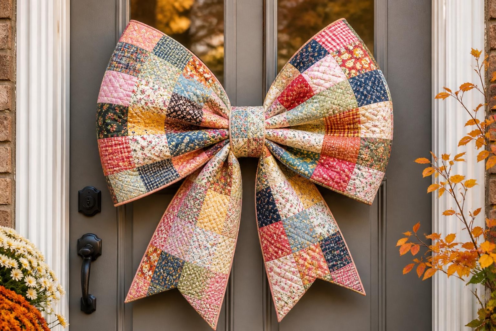 Patchwork Bow Pattern Jumbo Quilted Door Bow Sewing Pattern PDF, Oversized Fabric Bow ...