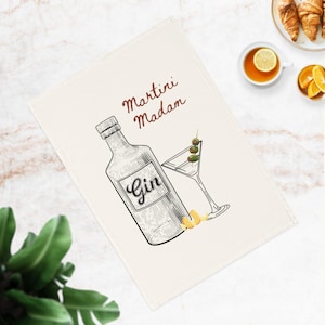 Martini Madam Vintage Cocktail Graphic Bar Towel