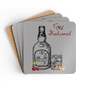 Set di sottobicchieri per whisky in stile antico, sottobicchieri vintage da 4 pezzi per bar di casa