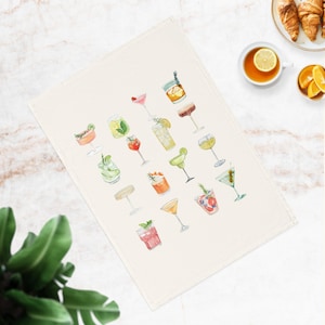 Vintage Cocktail Graphic Bar Towel