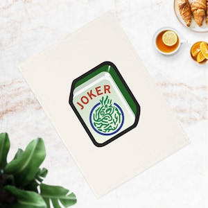 Mahjong Joker Bar Towel, Playful Tile Design for Kitchen or Game Night