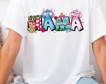 Lilo and Stitch Mama Shirt, Disney Stitch Mom Tee, Disneyland Mother's Day T-shirt, Stitch Angel Mommy Tee, Disney Stitch Angel Mama Shirt