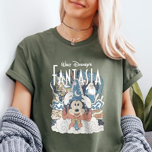 Walt Disney Fantasia Mickey Watercolor T-Shirt , Fantasia Mickey Shirt, Disneyland Family Matching Shirt, WDW Tee, Mickey Sorcerer T-Shirt