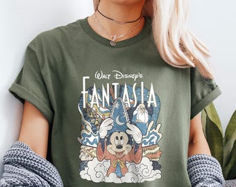 Walt Disney Fantasia Mickey Watercolor T-Shirt , Fantasia Mickey Shirt, Disneyland Family Matching Shirt, WDW Tee, Mickey Sorcerer T-Shirt