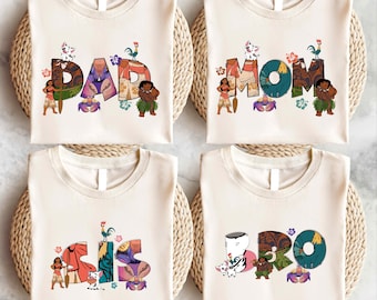Princess Moana Family Matching T-Shirt, Disney Moana Mom Dad Shirt, Moana Mom Tee, Maui Dad Sweatshirt, Hei Hei and Pua Tee, Family Trip Tee