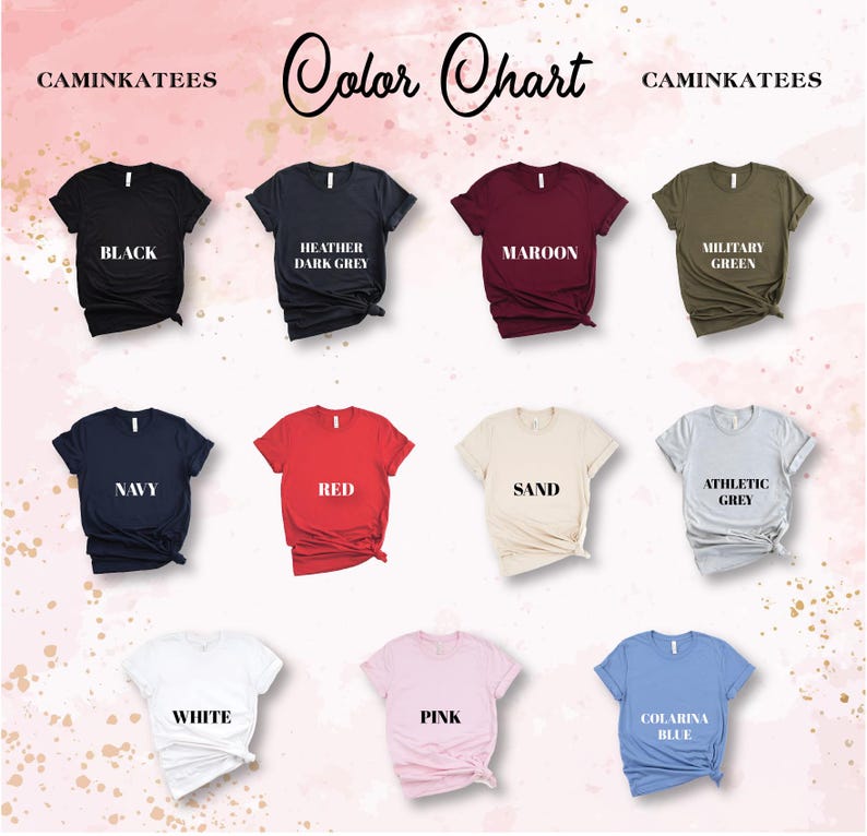 a group of t - shirts that say color chart