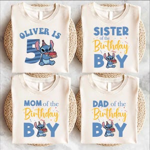 a set of three personalized birthday shirts for a baby