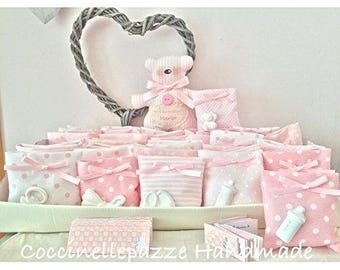 Algodón perfumado confeti bolso bebé favor fantasía Satén cinta con tiza bolsas favores