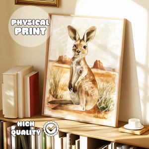 Nursery Desert Animal Poster- Kangaroo Poster, Cartoon Drawing Animals Print, Playroom Decor, Boy Room Decor, Baby Shower, Desert Themed