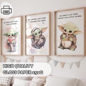 3 Motivational Quotes Baby Yoda Posters -  Prints for Kids, Boys room, Nursery Star Wars Poster, Playroom Decor, Star Wars Wall Art, Toddler