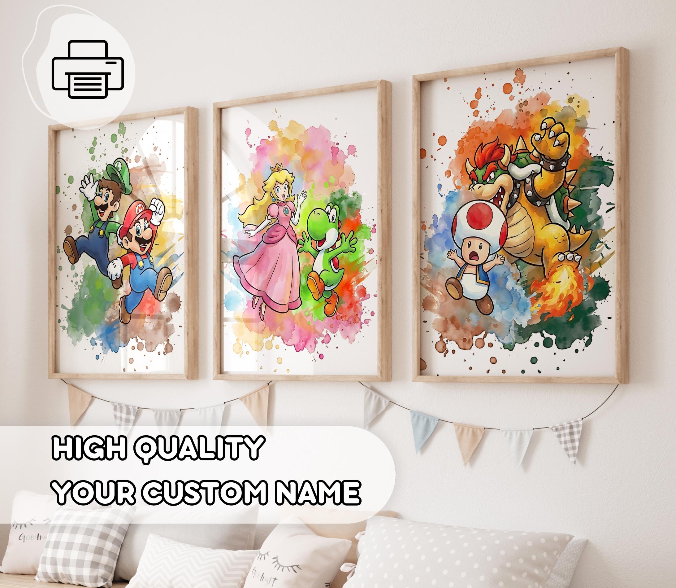 3 Watercolor Super Mario Bros Prints - Splash Mario Wall Art, Gift for ...