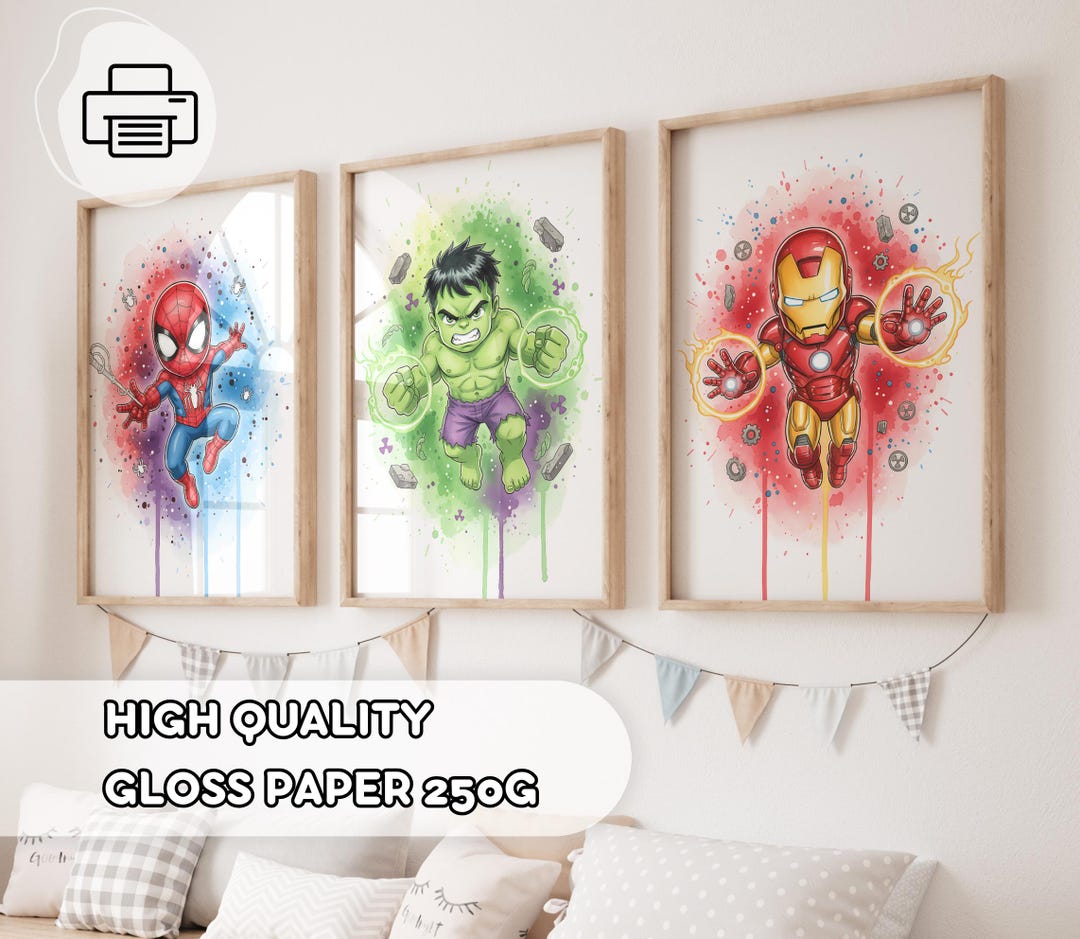 Chibi Baby Superheroes Wall Art - Watercolor Avengers Effect Prints ...
