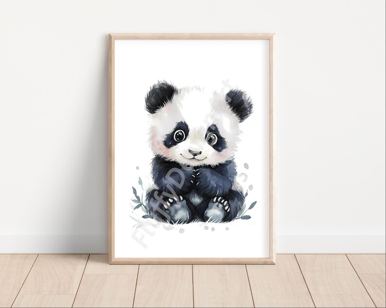 Minimalist Baby Panda Poster - Safari Animal Wall Art, Nursery ...