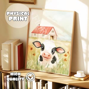 Nursery Farm Animals Prints, Cute Cow Poster, Cartoon Drawing Animals Print, Playroom Decor, Barn Yard Animal, Baby Shower, Farm Themed