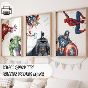3 Modern Avengers Poster Set - Inspired Superheroes Prints, Kids Wall Art Decor, Gift for Boys, Playroom Decoration, Birthday Party Print