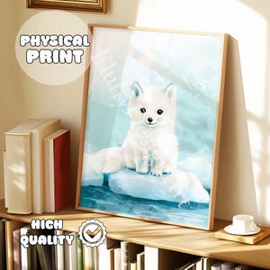 White Fox Animal Nursery Wall Decor - Arctic Fox Nursery Wall Art - Charming Arctic Animal - Arctic Nursery Decor - Arctic Animals Prints