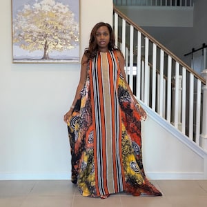 Aso Oke Center Panel Adire Maxi Gown