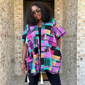 Multicolor Ankara Kimono, African Print, Nigerian fashion, Afrocentric, boho Fashion, African clothing, handmade African Ankara Kimono