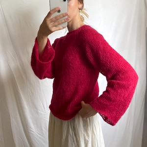 Raglan Strickpullover, Alpaka und Seide Pullover, Pull über Pullover, Handgemachter Alpaka Pullover